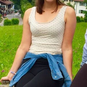 Cream tank top with black dots